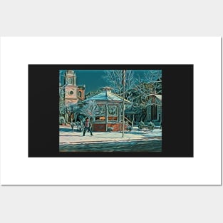 The Town Square in Winter II Posters and Art